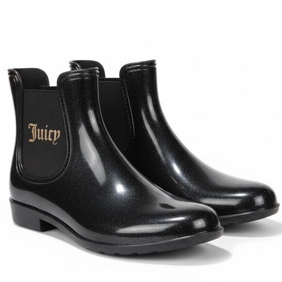Juicy Couture Shoes - Juicy Couture Women’s Black And Gold Rain Boots Size 9